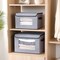 Fabric Storage boxes,Storage Baskets for Shelves with Lids, Fabric Storage Bins with Handles, Decorative Linen Closet Organizers Boxes,Small, Gray, 1-Pack
